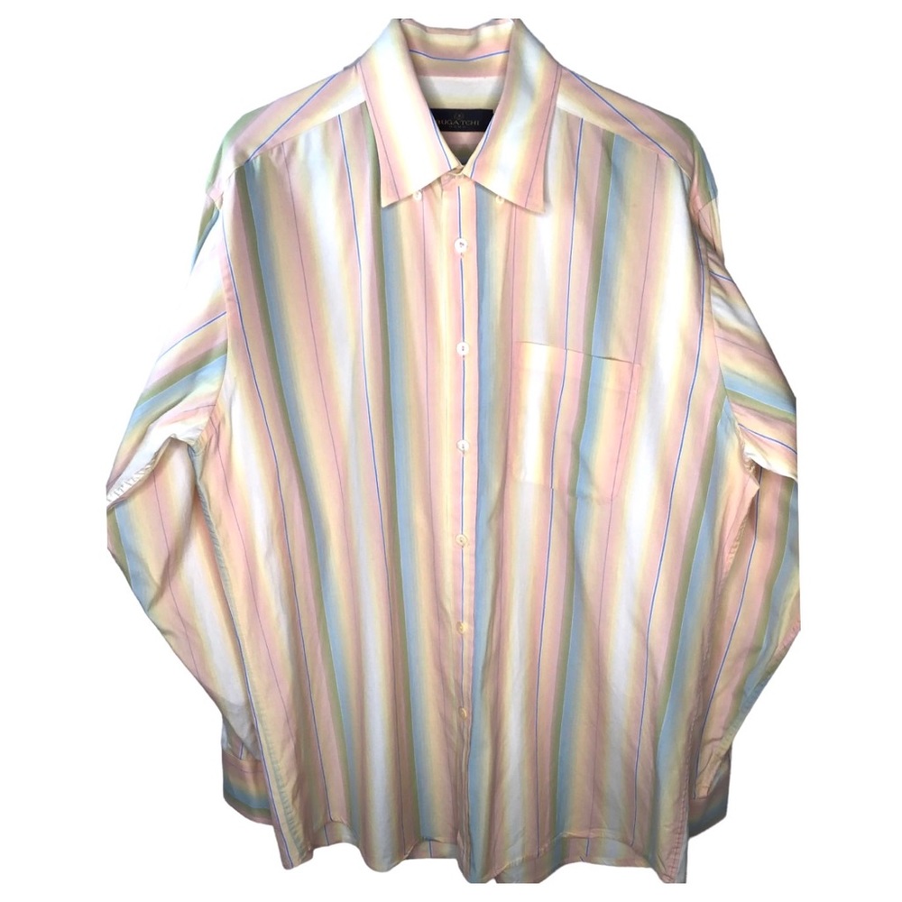 Bugatchi Uomo Striped Pink Multi Color Size Xl Sh… - image 1